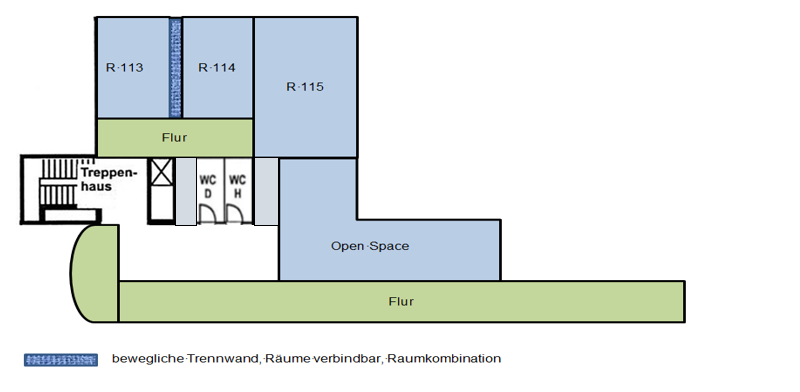 Raumplan Seminarräume erstes Obergeschoss